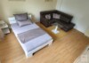 Helles Apartment in Oberkassel mit SW-Terrasse & Gartenblick - Wohn- & Schlafbereich